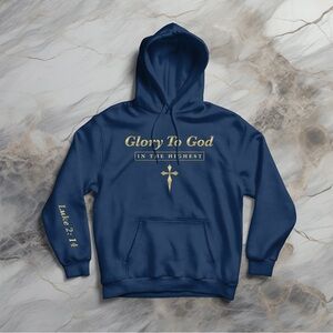Men’s Hoodie Glory To God Christian Faith Bible Verse Sweatshirt